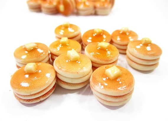 1:12 Clay Miniature Lot 10 Triple Stacked Pancakes Breakfast Dollhouse Food | Stacked butter pancakes breakfast clay, mini 10 morning diner sweet syrup treats, adds a realistic touch to cafe tables.