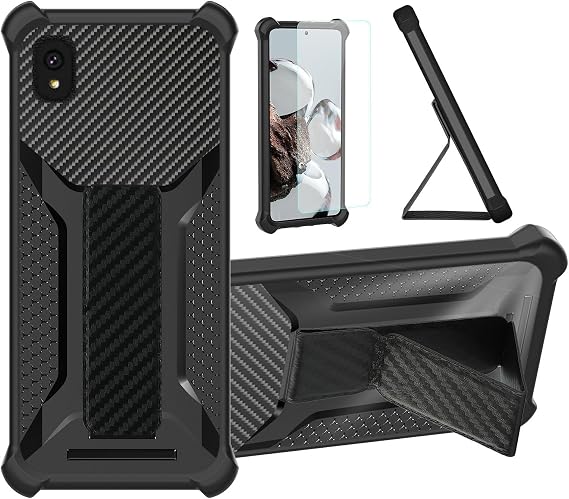 Case Compatible for Bigme HiBreak E-Ink Phone Phone Case Stand Cover [with 1* TempeBlack Glass Screen Protector] Hybrid Case [Folding Support Magnetic] [Frosted Anti-Fingerprint] ZJBB-Black