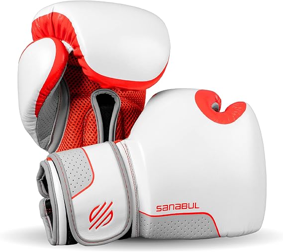 Sanabul Hyperstrike Women's Boxing and Kickboxing Gloves - Red/White - 10 oz