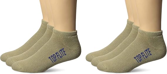 Top Flite Mens Sport Full Cushion Low Cut Socks 6 Pair Pack