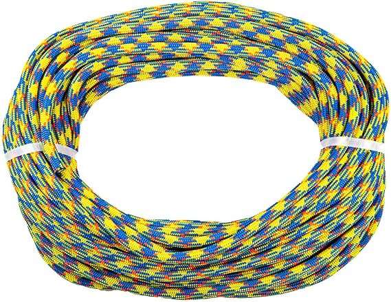 Teufelberger drenaLINE Climbing Rope 32-Strand Polyester Arborist Rope (11.8mm x 150ft, BlueOrangeYellow)
