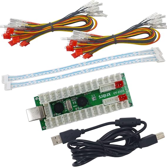 SJ@JX Arcade 2 Player USB Encoder LED 2 Player LED Arcade Kit LED Arcade LED Encoder Board Zero Delay Arcade LED Button