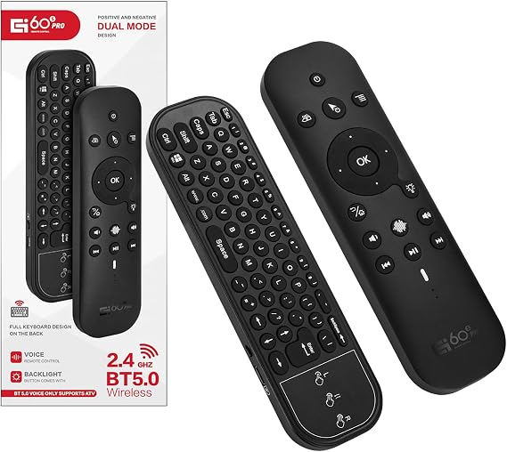 GREVA Fernbedienung mit Tastatur und Maus - Kabellose Bluetooth Fernbedienung TV Ersatz mit IR-Lernfunktion für Android Smart TV Box Projektor HTPC