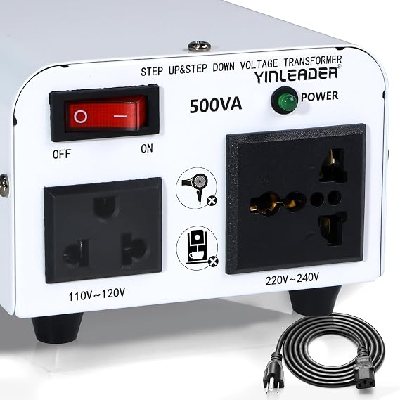Yinleader 500W 110V to 220V Voltage Converter Transformer Step Up/Down