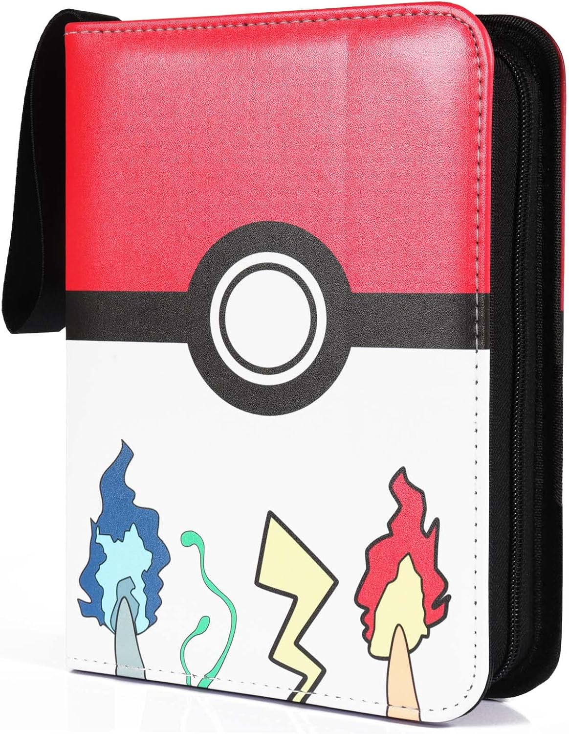 Trading Card Binder, Cards Holder Album Collectible Card Album, Compatible with Game Card Binder 4Pocket, 400Cards 50 Removable Sleeves, Carrying Case Book Folder Storage Organizer for Boys Girls Red