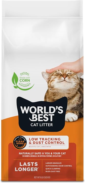 World's Best Cat Litter Low Tracking & Dust Control, Unscented, 8 lb Bag