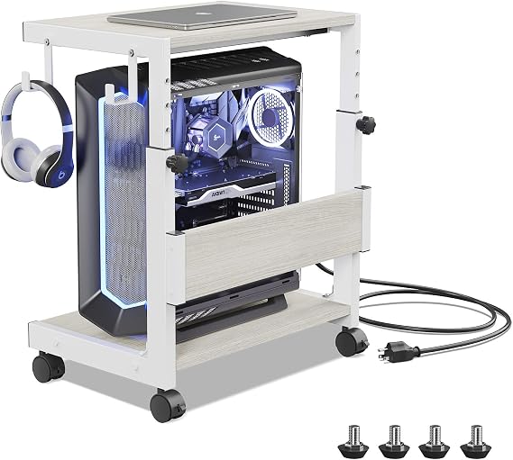 Computer Tower Stand, Height Adjustable from 44 to 59.5cm