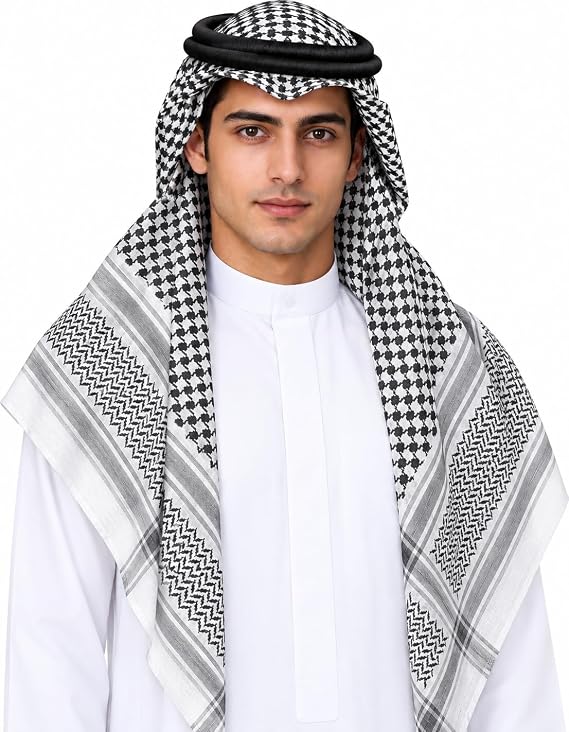 JPXH Arab Shemagh Head Scarf for Men, Keffiyeh Costume Wrap