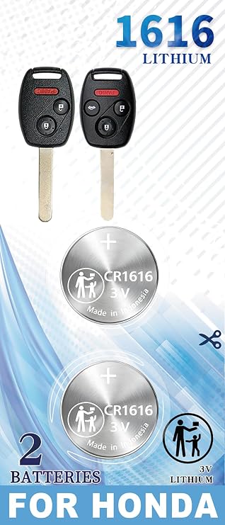 CR1616 Key Fob Replacement Battery for Honda (2003-2017) Remote Head Key | Installation Videos & Tools Included, Original OEM Battery, Long Lasting, Stable Voltage Output, High Performance