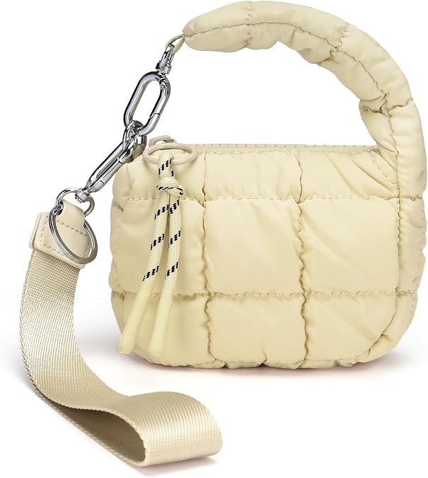 Mini Quilted Wristlet Bag for Women, Puffer Handbags,Evening Bags,Charm Lipstick Bag,Cute bag Charm for Gift