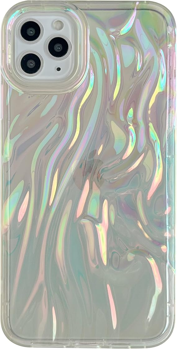 Caseative for iPhone 11 Pro Max Case,Pleated Water Ripple Chrome Wave Pattern Soft Phone Case (Clear)
