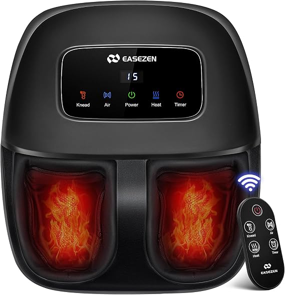 EaseZen Shiatsu Foot Massager Machine with Heat & Remote, 2026 Upgraded Deep Kneading, for Plantar Fasciitis, Neuropathy, FSA Eligible, Birthday Gifts for Women Mom Men Dad, Up to Foot Size 14