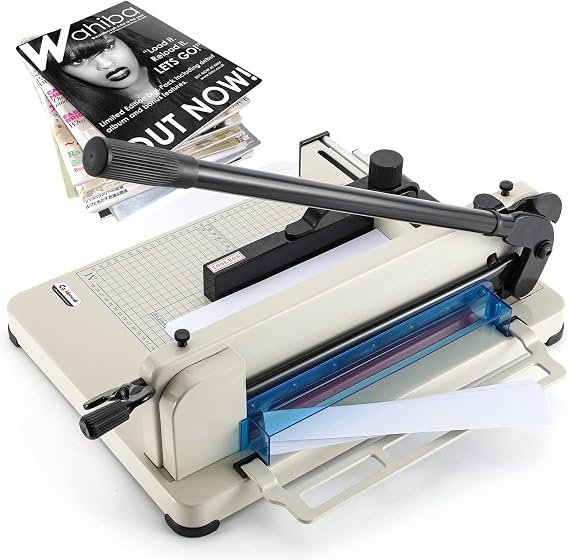 CGOLDENWALL Heavy Duty Paper Cutter A4 12" Paper Guillotine Cutter, Max. 400 Sheets, 0.02mm Cutting Accuracy, Suitable for Offices Production Leather Fabrics