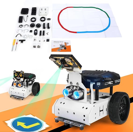 AI Vision Robot Car Kit, Smart Obstacle Avoidance Robot Car with HD Camera, Support Scratch Python Graphical Programming for Beginners Teens