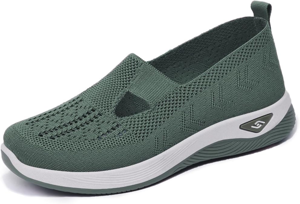 Women's Orthopedic Shoes Woven Breathable Soft Shoes Wide Width Slip on Lightweight Sneakers Arch Support Diabetic Sneakers Mesh Air Cushion Athletic Trainers Jogging Running Footwear