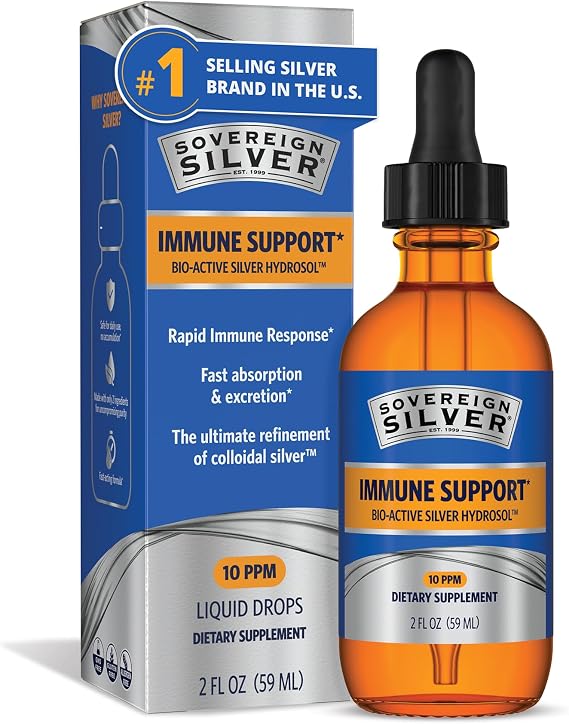 Sovereign Silver Immune Support, Colloidal Silver, 2 fl oz (59 mL)
