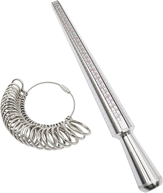 Ring Sizer Mandrel Metal UK Rings Size Measure Tool Finger Gauge Kit Jewellery Sizing Tools UK Sizes A-Z for Men Women Steel