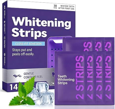 Purple Teeth Whitening Strips Pack of 14 Teeth Bleaching Strips for Whiter