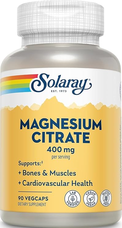 Solaray Magnesium Citrate, 400mg per Serving, 90 Vegan Capsules