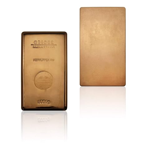 Copper bar 5 kg from the processing site Geiger Edelmetalle (Germany).