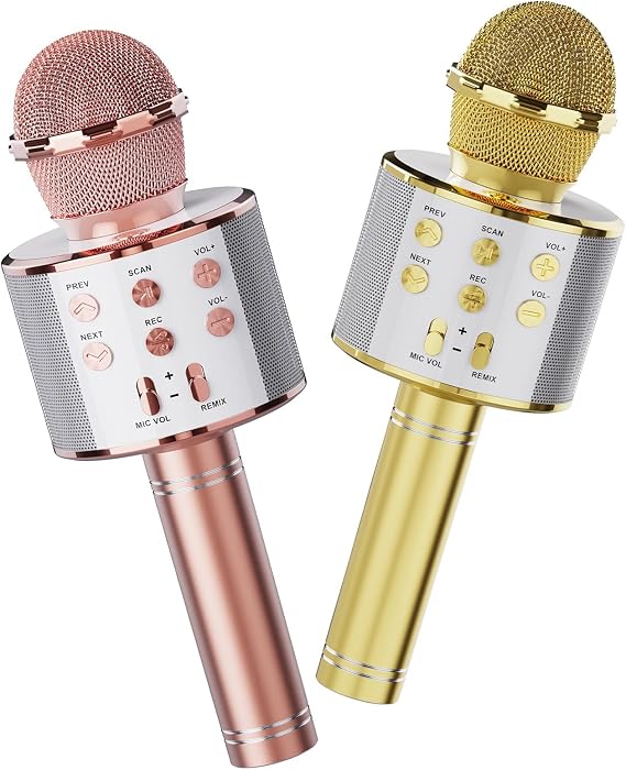 Wireless Bluetooth Karaoke Microphone 2 Pack, Gold&Rose, for Party Home KTV