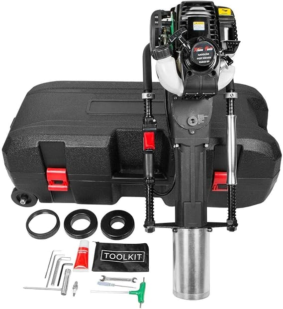 XtremepowerUS 38CC Gas Powered T Post Driver 4-Stroke Pile Driver Hammer Fence Post Driver Piledriver Gasoline Powered T-Post Driver Gas Post Driver