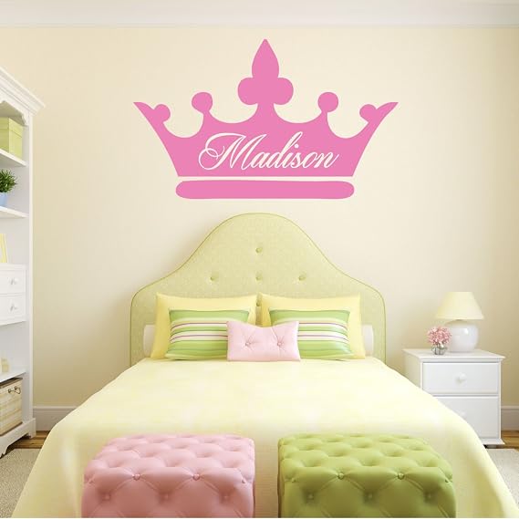 Princess Crown Wall Decal with Custom Name - Girls Room Vinyl Decor