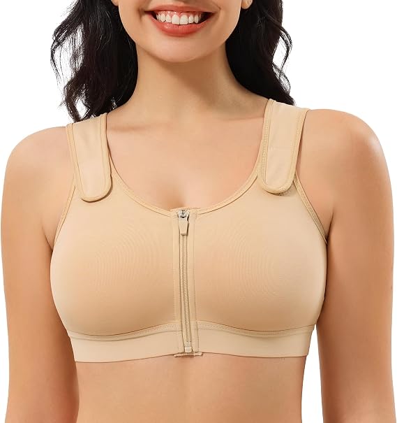 CYDREAM Zip Front Closure Wireless Bras for Women Post Surgery Compression