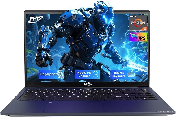 NIMO 15.6'' IPS FHD-Laptop, 16GB RAM 1TB SSD AMD Ryzen 5(Beat i5-1135G7, 4 Cores Up to 3.7GHz) Student Computer , 65W Type-C, Fingerprint, Backlit Keyboard, 180Viewing