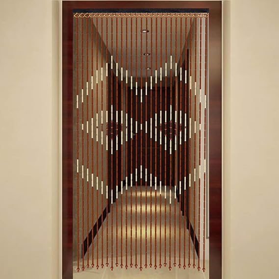 Beaded Curtain for Doorways, 35.4 * 69inch Boho Bamboo Curtains Hanging Door Beads, Room Divider Hallway Entrance Wall Decoration