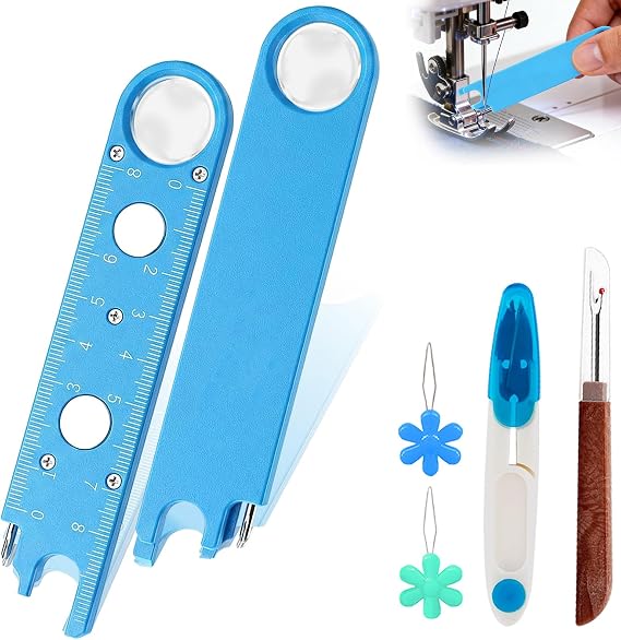 Quick Threading Device for Sewing Machine, 4 in 1 Sewing Machine Needle Threader, Multifunctional Automatic Quick Threading Tool, Needle Threader Magnetic Sewing Tool with Suture Remover and Scissors