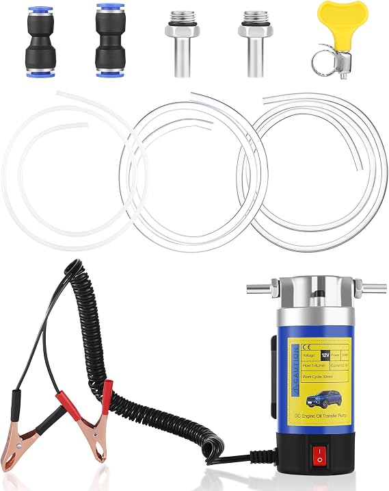 12V 100W Engine Oil Extractor Pump - Electric Fluid Transfer Pump for Engine Oil, Gear Oil Change - Auto Oil Extracting Pump for Car, Mower- Portable Oil Pump for DIY Maintenance