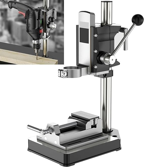 Drill Press Stand for Hand Drill, Benchtop Drill Presses, Adjustable Bench Clamp Drill Press Floor Stand for Drilling Collet, Ideal for DIY Repairs (A+Vise)
