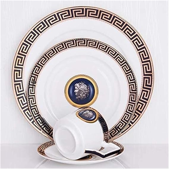 Fine Bone China Porcelain European Court Style Dinnerware Set Dinner Plates Coffee Cup Saucer Set Bone China Plate Teacup Dish