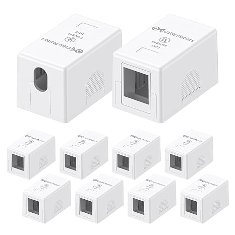 [UL Listed] Cable Matters 10-Pack 1-Port Keystone Surface Mount Box, White