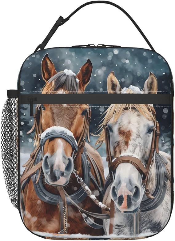 Insulated Lunch Box for Women Men, Horse Lunch Box Reusable Portable Lunch Bag Cooler Tote Waterproof Lunch Container for Office Picnic Work Travel Hiking