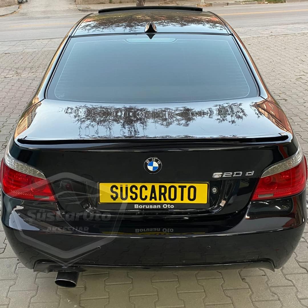 scarOto Accessory Bmw Compatible 5 Series E60 Samurai M3 Type Luggage Top Spoiler Luggage Strap For 2003-2010 Piano Black Glossy Black