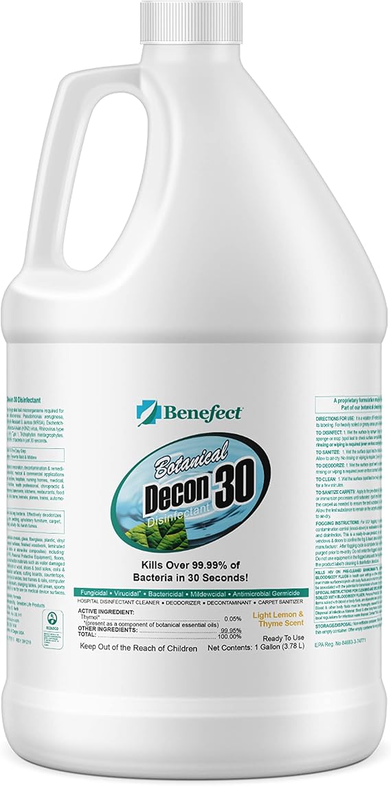 Benefect Botanical Decon 30 Disinfectant Cleaner, 14 oz. Ready-To-Use Spray, Hospital Grade Disinfectant, Kills Over 99.99% of Germs, Safe for Food-Contact Surfaces (12-Pack)