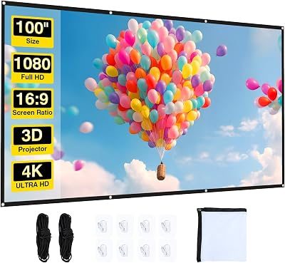 Projector Screen - 100 inch Projector Screen 16:9 Washable Foldable Portable Projector Movies Screen for Home Theater Outdoor Indoor Projector Screens,Support Double Sided Projection.