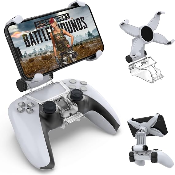 Dobe PS5 Phone Mount, Mobile Phone Holder Clamp for PlayStation 5 Dualsense Controller Remote Play, Adjustable Gaming Clip