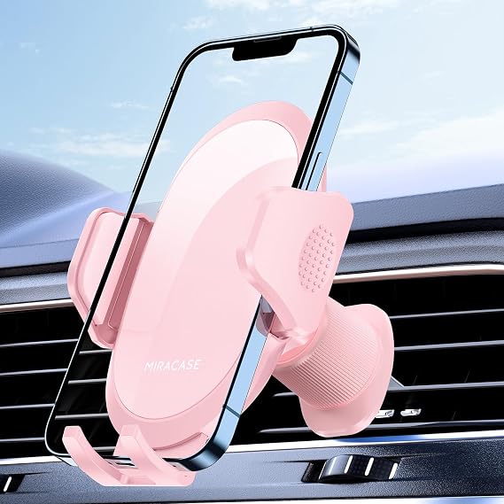 miracase Phone Holders for Your Car with Metal Hook Clip, Cell Phone Mounts Air Vent Cell Phone Stand Car Mount, Universal Automobile Cradle Fit for iPhone Android and All Smartphones (Pink)