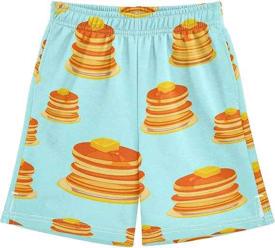 J JOYSAY Butter Pancake Stack Boys Athletic Shorts Kids Youth Casual Shotrs with Pockets Elastic Waistband