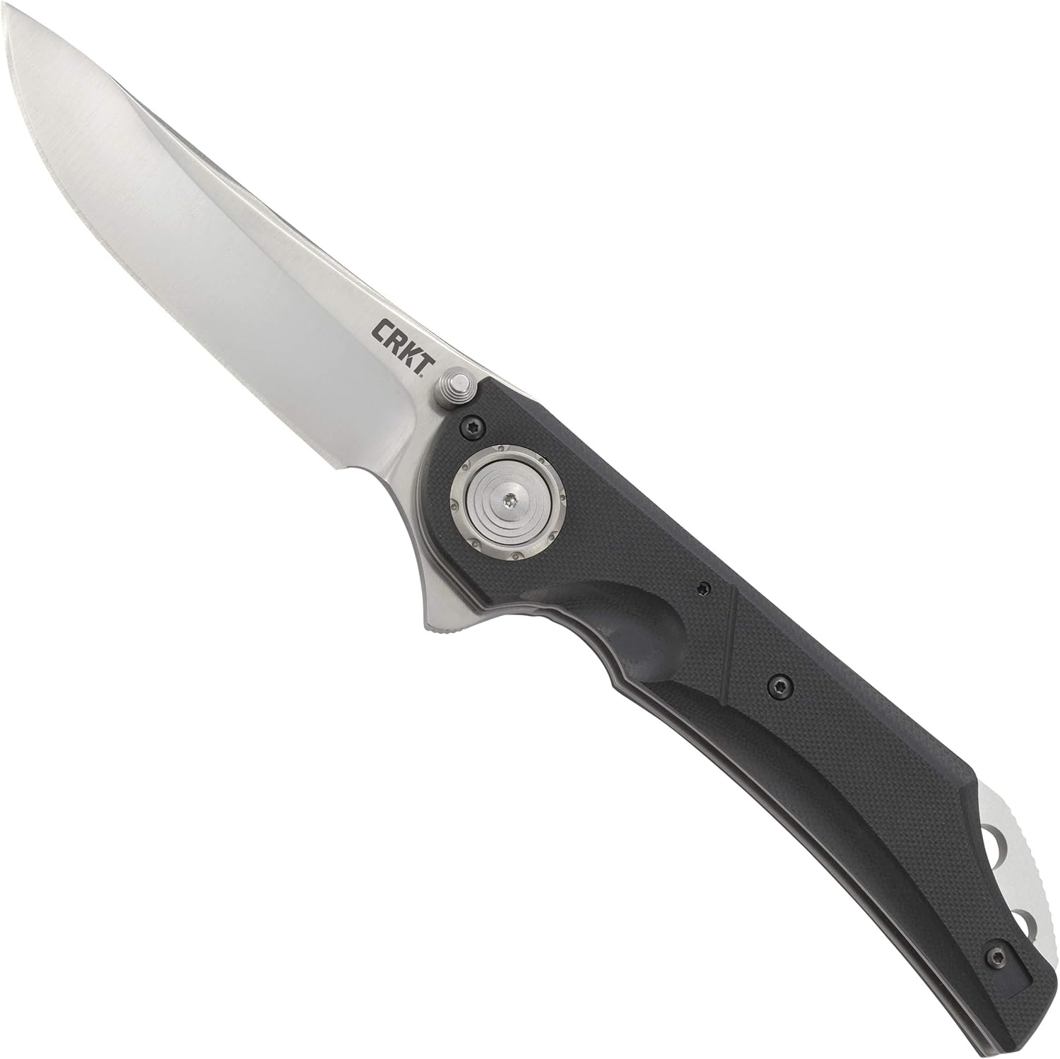 CRKT Seismic EDC Folding Pocket Knife: Heavy Duty Everyday Carry, Satin Blade, Flipper Open, Deadbolt Button Lock, IKBS Ball Bearing Pivot, G10 Handle, Deep Carry Pocket Clip 5401