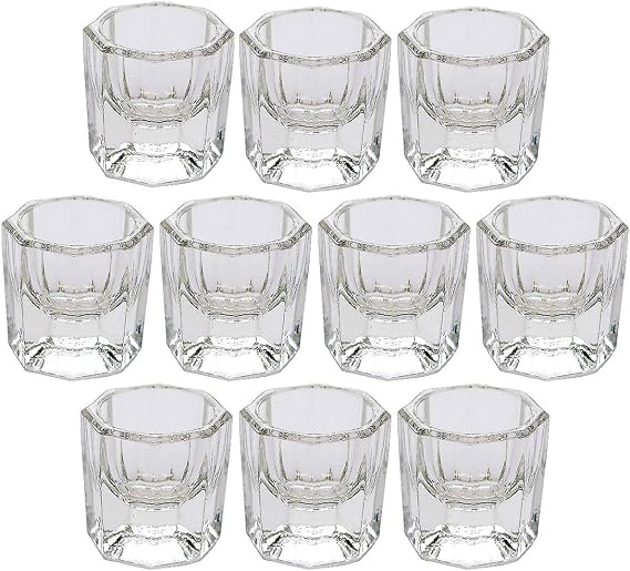 DORUS 10 Nail Art Acrylic Liquid Powder Dappen Dish Glass Crystal Cup Glassware Tools