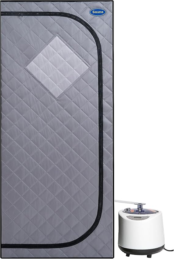 Portable Steam Sauna, Portable Sauna Box for Home, Personal Sauna Tent with 9 Levels Heat, 2.2L/1000W Steamer, Folding Chair, Remote Control, 29.1" x 29.1" x 66.5"