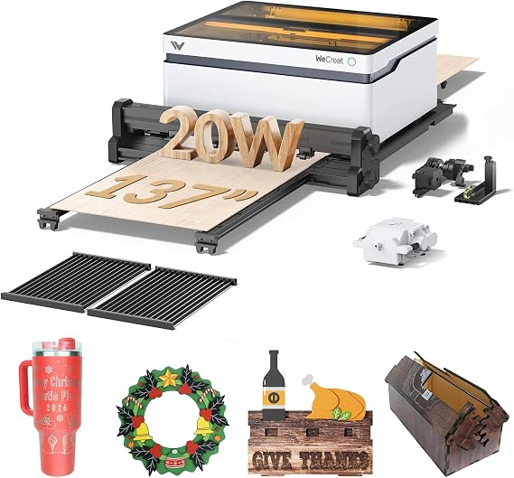 WECREAT Vision 20W Desktop Laser Engraver with 137" Auto Conveyor Feeder
