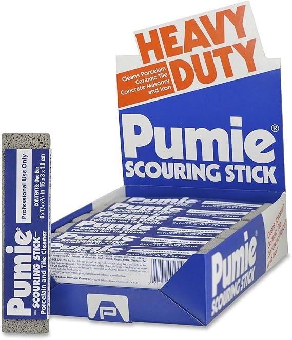 PUMIE 12-Pack Heavy Duty Pumice Scouring Sticks, Cleans Ceramic, Tile