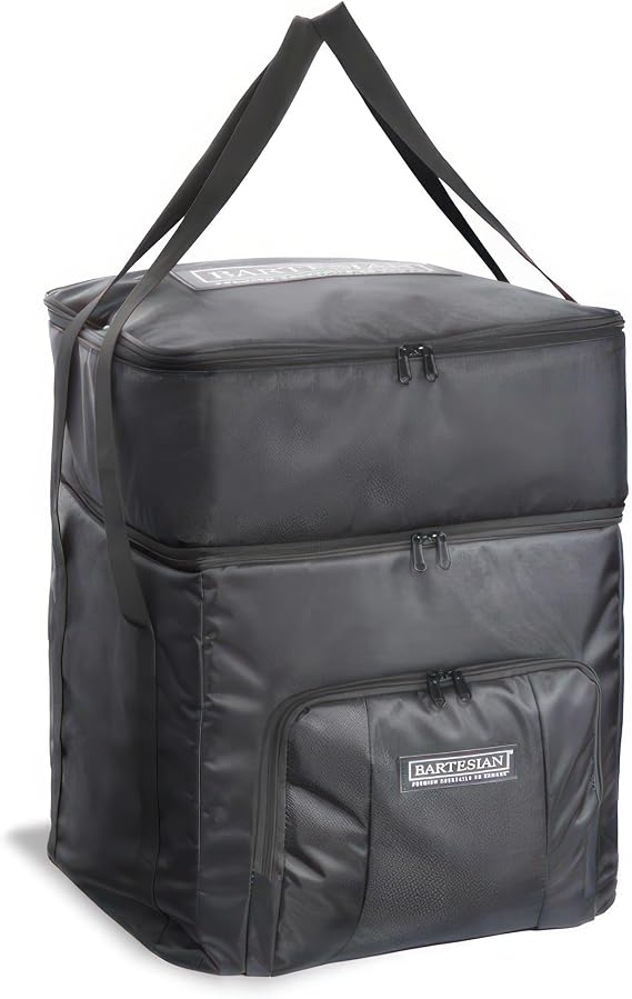 Bartesian Padded Travel Bag for Cocktail Maker and Capsules - Heavy Duty Organizer Backpack for Cocktail Machine with Leak-Proof Ice Compartment - Protective Traveling Cocktails Storage Tote Bag