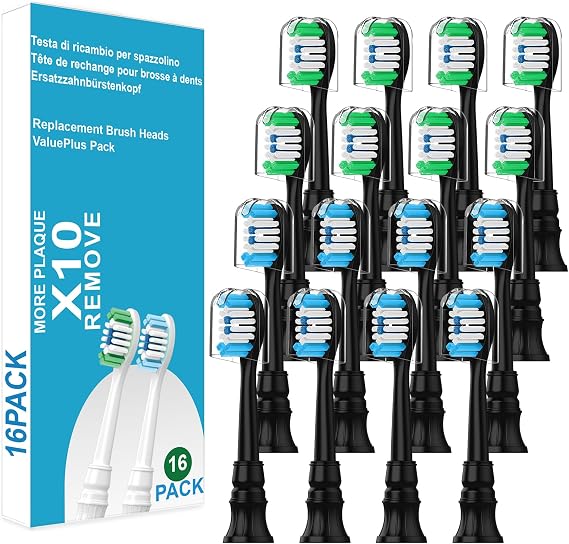 Replacement Brush Heads Compatible with Philips Sonicare ProtectiveClean 4100, 5300, 5100, 6100 ExpertClean 7500 DiamondClean 9300 Electric Sonic Toothbrush Handle C2 G2 C3 G3 W3 Brush,16 Pack
