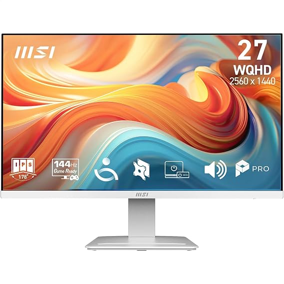 MSI 27 PRO MP273QW E14, Kurumsal Monitör, WQHD, 16:9, Flat, IPS, 144Hz, 1ms (MPRT), Adaptive-Sync, Beyaz